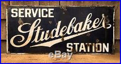 RARE Vintage Original STUDEBAKER Service Station Auto Car 2 Sided Porcelain Sign