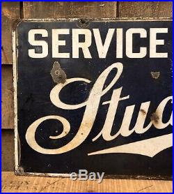 RARE Vintage Original STUDEBAKER Service Station Auto Car 2 Sided Porcelain Sign