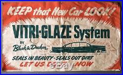 RARE Vintage VITRI-GLAZE System Black & Decker Auto Car Polish Banner Sign 60x35