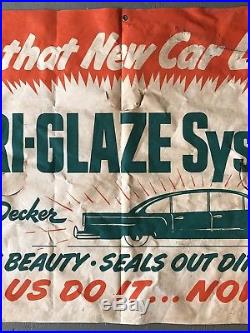 RARE Vintage VITRI-GLAZE System Black & Decker Auto Car Polish Banner Sign 60x35