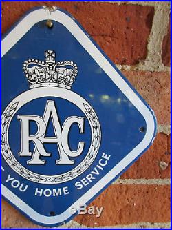 Rac Old Antique Vintage Enamel Porcelain Advertising Sign Automobile Motoring