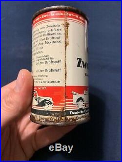Rare 1930s Vintage Gargoyle Zwo-ta-mix Old German Motorcycle & Car Oil Can