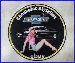 Rare 1950 Old Vintage Chevrolet Garage Bar Man Cave Porcelain Enamel Sign