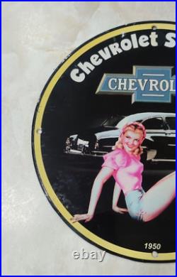 Rare 1950 Old Vintage Chevrolet Garage Bar Man Cave Porcelain Enamel Sign