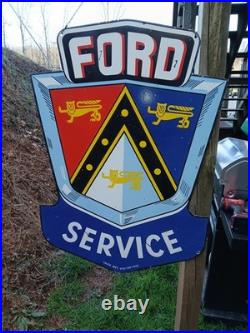 Rare 40 × 28 Vintage Ford Service Dealer Auto Part Porcelain Double Sided Sign