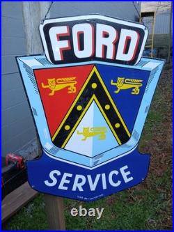 Rare 40 × 28 Vintage Ford Service Dealer Auto Part Porcelain Double Sided Sign