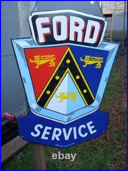 Rare 40 × 28 Vintage Ford Service Dealer Auto Part Porcelain Double Sided Sign