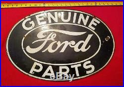 Rare Antique ORIGINAL 2 Sided Ford Dealership Porcelain Sign Car Truck Old Vtg