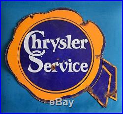 Rare Vintage 1920's Original Chrysler Service 2 Sided Porcelain Sign