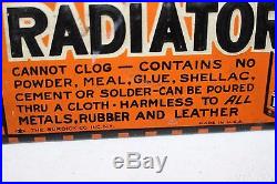 Rare Vintage 1920s X Liquid Car Radiator Stop Leak Gas Oil Embossed Metal Sign