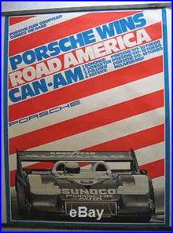 Rare Vintage 1973 Porsche Road America Can-Am Showroom Victory Poster Strenger