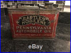 Rare Vintage Bartles Mobilene Brand Pennsylvania Automobile Oil Can W Spout