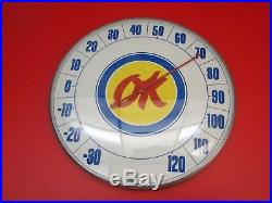 Rare Vintage CHEVROLET OK Car Sales Round Advertising Thermometer Sign