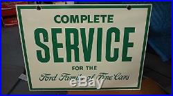 Rare Vintage Double Sided Metal Sign Complete Service Ford Family Of Fine Cars
