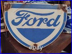 Rare Vintage Ford Porcelain Sign Auto Parts Dealer Gas Station Oil Service Sales