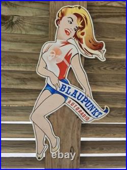 Rare Vintage German Blaupunkt Auto Radio Dealership Porcelain Sign 24 X 13