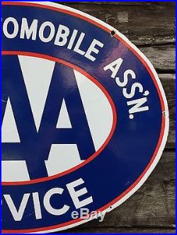 Rare Vintage Maritime Automobile Association Service AAA 2 Sided Porcelain Sign