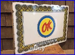 Rare Vintage OK Used Cars Chevy PARTICIPATING DEALER Auto Car Gas Flange Sign