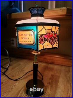 Rare Vintage Oldsmobile Dealer Desk Lamp Tiffany Style Plastic Light 1970s