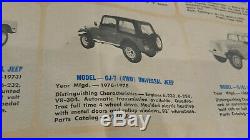 Rare Vintage Original AMC Willys Jeep Dealer Model Identification Poster nos