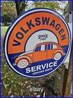 Rare Vintage Porcelain Double-sided Volkswagen Service Flange Sign