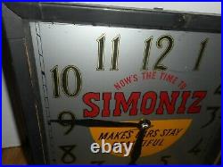 Rare Vintage Simoniz Auto Automobile Polish Gas Station Oil Advertising Clock