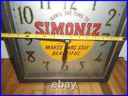 Rare Vintage Simoniz Auto Automobile Polish Gas Station Oil Advertising Clock