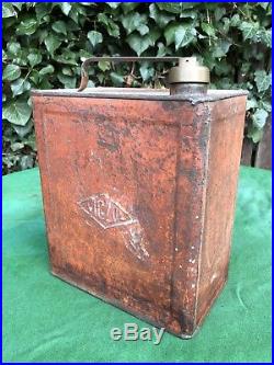 Rare Vintage Vigzol Motor Spirit 2 Two Gallon Petrol Can with Brass Cap