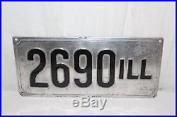 Rare Vintage c. 1908 Illinois Embossed Metal Car License Plate Gas Oil Sign