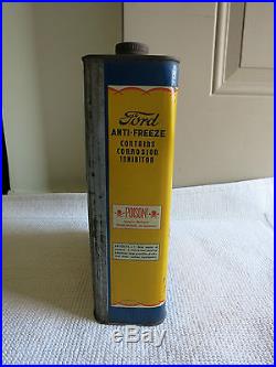 Rare Vtg Ford Car Anti-Freeze $1 Gallon Oil Metal Can Sign Great Condition