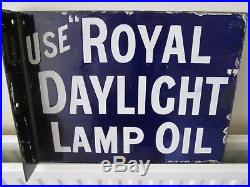 Royal daylight lamp oil sign. Vintage sign. Enamel sign. Automobilia. Petroleum