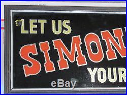 Simoniz Antique Vintage Lighted Sign Very Rare Car Ckeaning Products Works Glass