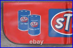 Set of 2 Vtg STP Auto Mechanic Fender Covers Oil Filters Advertising