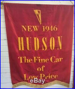 Set of 4 Original 1946 Dealership Hudson Vintage Car Banners Sign