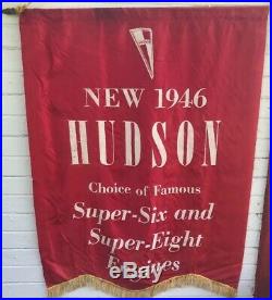 Set of 4 Original 1946 Dealership Hudson Vintage Car Banners Sign