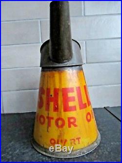 Shell Motor Oil- Vintage 1 Quart Pourer V Rare Classic Car Advertising Jug Can