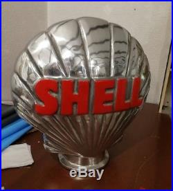 Shell Petrol Pump Globe Aluminium Cast Oil Vintage Garage double sided VAC219red