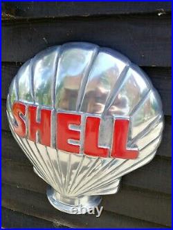 Shell Petrol Pump Globe Aluminium Shell 1/2 Globe Oil Petrol Vintage Garage oil