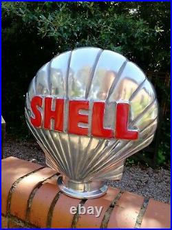 Shell Petrol Pump Globe Aluminium Shell 1/2 Globe Oil Petrol Vintage Garage oil