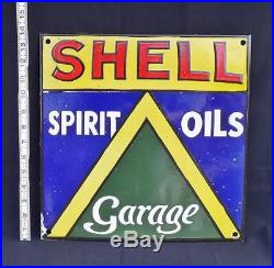 Shell Spirit Oil Garage Vintage Design Heavy Porcelain Enamel Advertising Sign