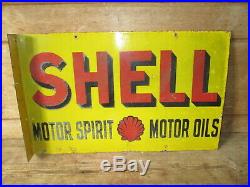 Shell motor spirit /motor oils enamel double sided sign. Vintage sign. BP. Esso