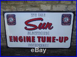 Sun tune up sign. Vintage sign. Enamel sign. Esso. BP. Castrol. Garage sign