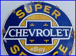 Super Chevrolet Service Porcelain Sign Car Truck gas oil vintage Garage dealer