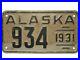 Super-Rare-1931-Alaska-Vint-Auth-orig-3-Gry-blk-Enml-Passenger-Car-Plate-934-01-gw