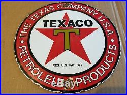Texaco Texas Company Porcelain Sign Gas Station Pump Plate Car truck Vintage