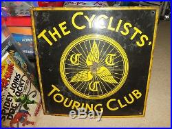 The Cyclists Touring Club Sign Vintage circa 1910 enamel bikes cycling