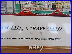 Transatlantico Michelangelo E Raffaello Insegna Originale! Ship Vintage Italia