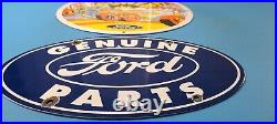Two Vintage Ford Automobile Porcelain Gas Service Station Mustang Shelby Signs