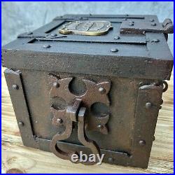 Union Pacific Route Iron Strong Box Chest With Antique Vintage Finish