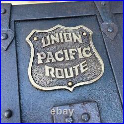 Union Pacific Route Iron Strong Box Chest With Antique Vintage Finish